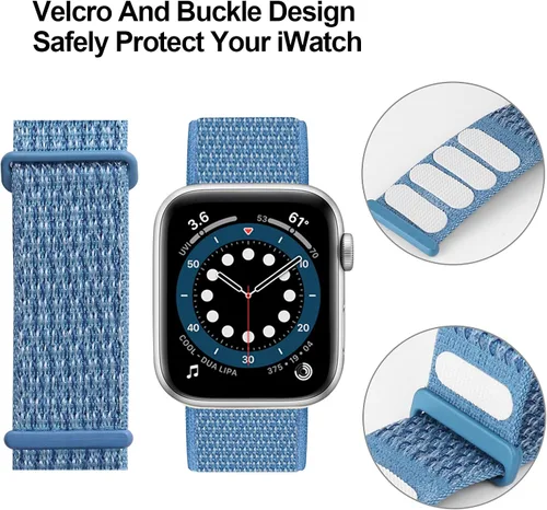 Miniatura 2 de Correa deportiva compatible con Apple Watch Band de 1.496 in, 1.575 in, 1.654 in, 1.732 in, iWatch Series 6 5 SE 4 3 2 1, correa de nailon con azul