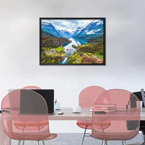 Miniatura 6 de Rompecabezas para adultos – Paisaje natural de Noruega, 28 x 20 pulgadas, detalles intrincados, juegos de salón, Geirangerfjord Reine, rompecabezas