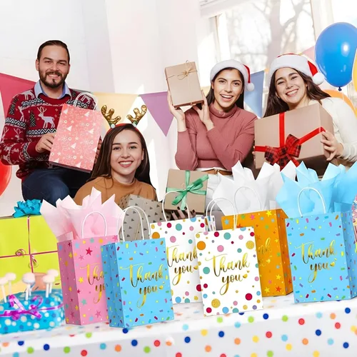 Miniatura 6 de Tinlade 30 bolsas de regalo de agradecimiento con papel de seda, bolsas de boda doradas con asa para graduación, negocios, compras, boda, ducha