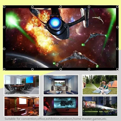 Miniatura 6 de Pantalla de proyector portátil de 300 pulgadas, pantalla de cine al aire libre, pantalla de proyección HD plegable de gran tamaño 16:9 para cine