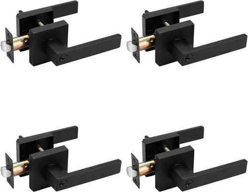 Probrico - Paquete de 4 perillas/manijas para puerta de entrada negras con la misma llave, resistente, estilo contemporáneo, cerradura exterior con