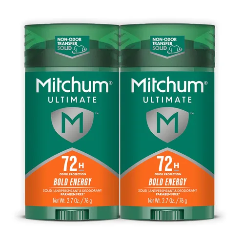 Mitchum Ultimate 72H - Antitranspirante y desodorante para hombre, sólido invisible, energía audaz, paquete de 2