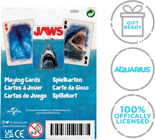 Miniatura 7 de Aquarius Jaws - Juego de cartas de tamaño estándar, baraja temática con 52 diseños únicos de tiburón, regalo de mercancía coleccionable