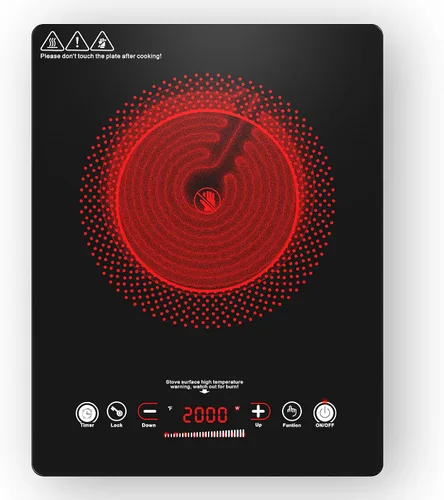 VBGK - Cocina eléctrica de un solo quemador, estufa eléctrica de 110 V y 1800 W con control táctil LED, quemador eléctrico único de 9 niveles de
