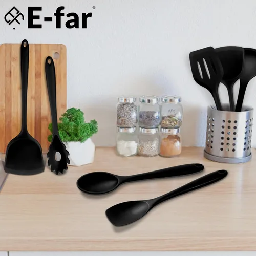Miniatura 7 de E-far Juego de 10 utensilios de cocina de silicona, juego de utensilios de cocina resistentes al calor para utensilios de cocina antiadherentes