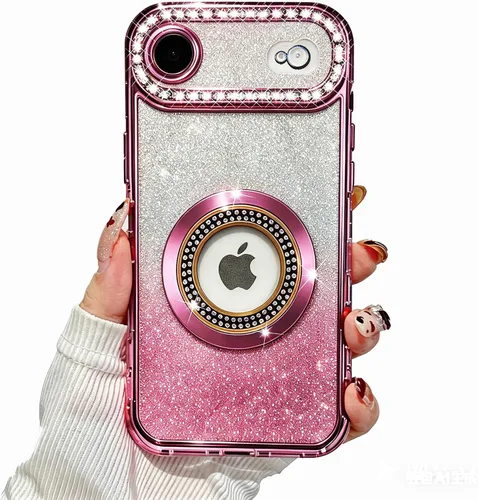 Miniatura 36 de Losin Funda magnética compatible con iPhone 15 Pro Max con purpurina compatible con MagSafe Funda de lujo con diamantes de imitación con logotipo