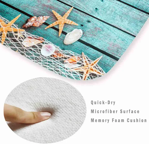 Miniatura 4 de LYFANS Alfombras de baño de espuma de esponja absorbente suave para baño y cocina (30 x 17 pulgadas), tapete de franela antideslizante brillante