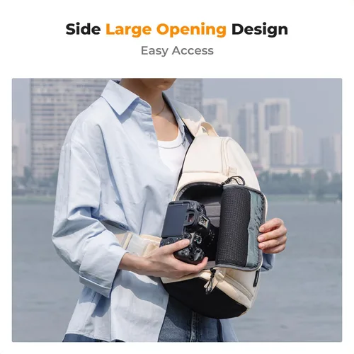 Miniatura 2 de K&F CONCEPT Bolsa bandolera para cámara, mochila de hombro para cámara DSLR/SLR/SLR/sin espejo, compatible con Canon/Nikon/Sony/Fuji/Gopro/DJI Blanco