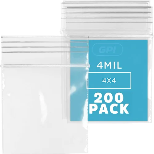Miniatura 31 de GPI - Caja de 1000 bolsas de plástico transparente con cremallera de 3 x 3 pulgadas - Bolsas de polietileno resistentes a granel de 4 mil de grosor