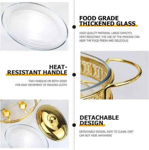 Miniatura 3 de Juego de platos de bufé de acero inoxidable ovalado con cubiertas, servidores de bufé y calentadores de alimentos para fiestas, bodas, banquetes al