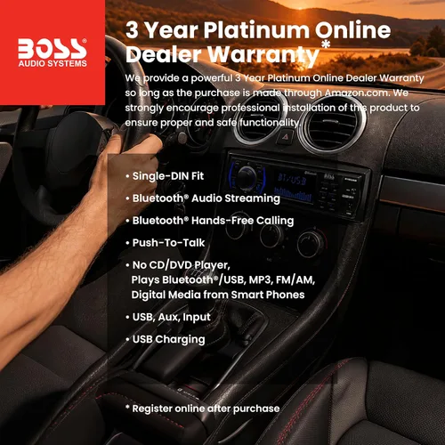 Miniatura 2 de BOSS Audio Systems 609UAB Estéreo multimedia para automóvil - Din único, audio Bluetooth y llamadas manos libres, micrófono integrado, reproductor