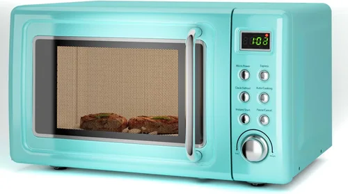 Miniatura 14 de LDAILY Horno de microondas pequeño retro de 0.7 pies cúbicos, microondas compacto de encimera de 700W con 5 niveles de potencia, menús de cocción
