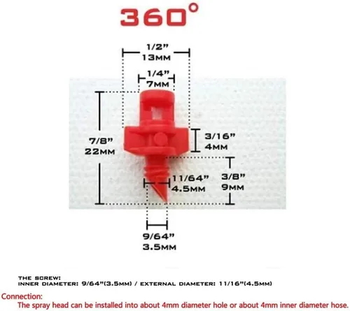 Miniatura 2 de Wixine 100 piezas EZ Clon Rociador Boquilla Jet Mister Máquina de clonación hidropónica 90°/180°/360° (360° rojo)