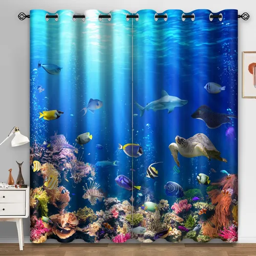 Miniatura 17 de Aimego - Cortinas opacas rústicas con flores de girasol, cortinas para oscurecer la habitación, estilo granja, paneles de madera, mariposas azules