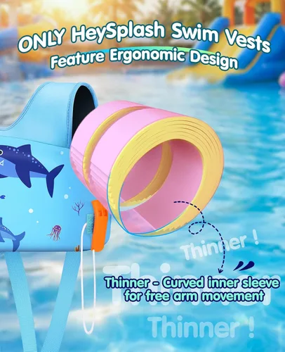Miniatura 2 de HeySplash Swim Vest for Kids, Toddler Pool Floaties 10-20-30-50-66 Lbs, Baby Arm Floaties with Adjustable Strap, Swim Jacket Water Wing Arm Band