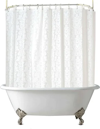 Cortina de Ducha para Bañera con Patas Garra, Forro de Damasco Floral Todo Alrededor Extra Ancha 180x70 Pulgadas, Cortina de Baño Resistente con