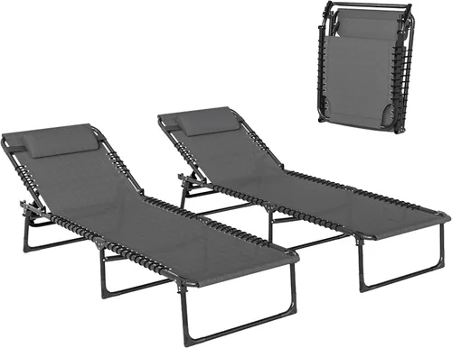 Miniatura 22 de Outsunny Silla Tumbona Plegable, Silla de Bronceado para Patio, Tumbona para Exteriores con Respaldo Reclinable de 4 Posiciones, Asiento de Malla