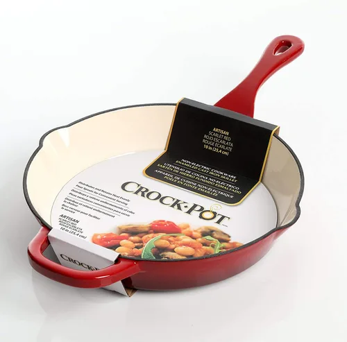 Miniatura 3 de Crock Pot Artisan - Sartén redonda de hierro fundido esmaltado, 8 pulgadas, color rojo escarlata