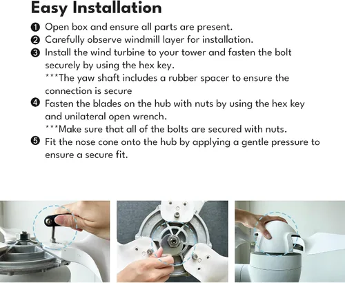 Miniatura 6 de Windmill 400W 12V Kit generador de turbina eólica terrestre y marina, controlador de carga MPPT incorporado + sistema de frenado automático y manual
