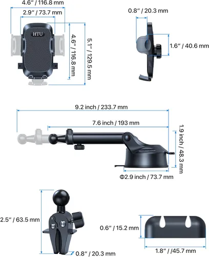 Miniatura 9 de HTU 2026 Mejorado [Verdadero Grado Militar] Soporte de Teléfono para Coche【Certificados de Seguridad y Sin Olor】Soporte de Teléfono Celular