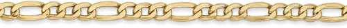 Miniatura 3 de Sonia Jewels Collar de cadena Figaro de oro amarillo de 14 quilates de 0.138 in, con cierre seguro de langosta, Metal