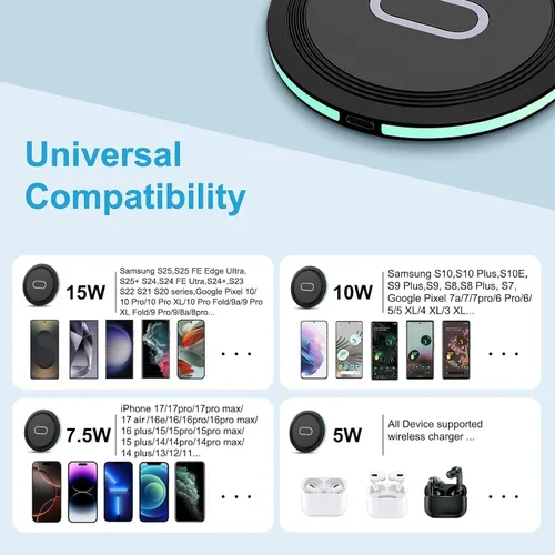 Miniatura 7 de Cargador inalámbrico de carga rápida para Samsung Galaxy S26 Ultra S25 S24 FE S23 FE Ultra S22 S21 Z Fold7 6, estación de carga inalámbrica de 15 W