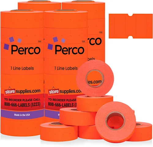 Miniatura 34 de Etiquetas azules Perco de 1 línea - 8 rollos, 1 funda, 8,000 etiquetas en blanco para pistolas de precio y fecha de 1 línea Perco - Fabricadas