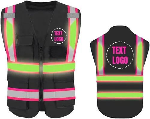 Miniatura 9 de Chaleco de Seguridad de Alta Visibilidad con Alta Reflectividad, Ropa de Trabajo de Seguridad Personalizada con Logotipo, Tiras Reflectantes
