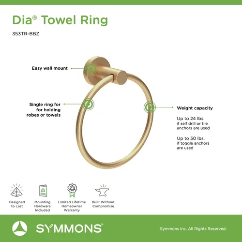 Miniatura 9 de Symmons 35AC4BUNDLEBBZ - Herrajes para baño, 4 piezas, bronce cepillado