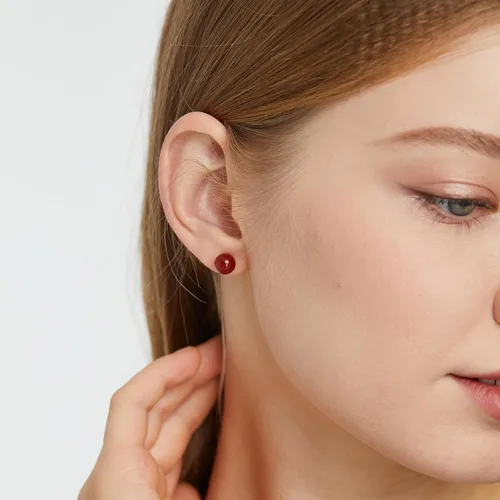 Miniatura 32 de Natural Stone Stud Earrings for Women 8mm Sterling Silver Genuine Gemstone Earrings Handmade Sterling Silver Crystal Stud Earrings for Women
