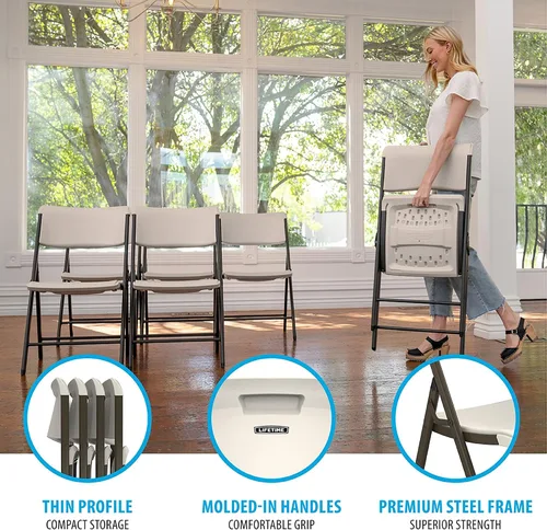 Miniatura 6 de LIFETIME Silla plegable con marco A, paquete de 4, almendra