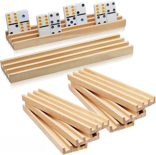 Exqline Juego de 8 bandejas de dominó de madera de primera calidad, organizador para tren mexicano de pollo y otros juegos de dominó, dominó no
