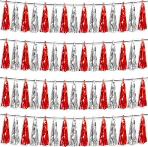 Miniatura 10 de 4P Guirnalda de Borla de Flecos de Aluminio Metálico Negro para Flotas de Desfile, Despedida de Soltera, Boda, Cumpleaños, Halloween, Navidad