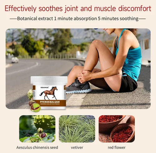 Miniatura 4 de Gel de bálsamo de caballo Horse Balm, gel de masaje reconfortante extra fuerte de 8.8 onzas, con extracto de castaño de caballo y cártamo