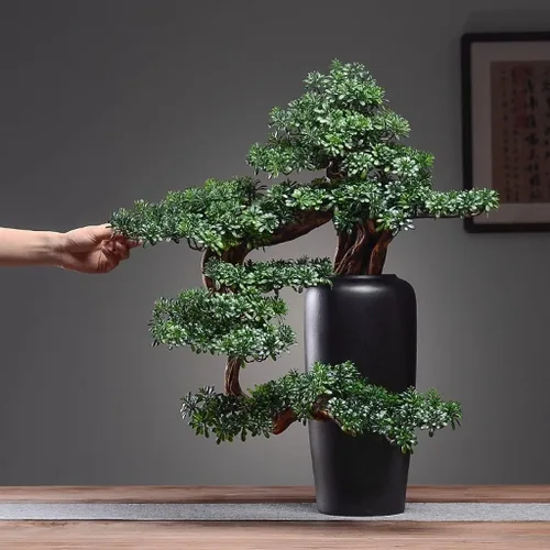 Miniatura 4 de moisture Bonsái de imitación de bonsái de cerámica, plantas sintéticas en maceta, decoración de escritorio para interiores, manualidades, decoración