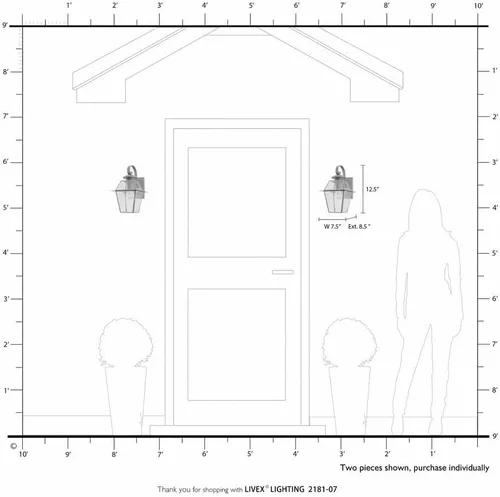 Miniatura 6 de Livex Lighting 2181-02 Farol de pared para exteriores con pantallas de vidrio biselado transparente, latón pulido