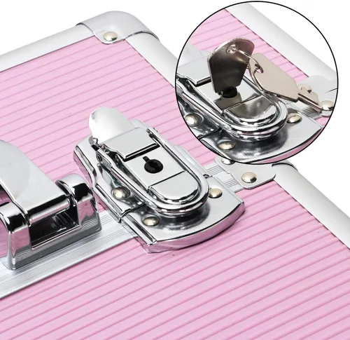 Miniatura 5 de Topeakmart Estuche de maquillaje profesional 4 en 1, estuche de aluminio grande para cosméticos, estuche de maquillaje Tavel, organizador de belleza