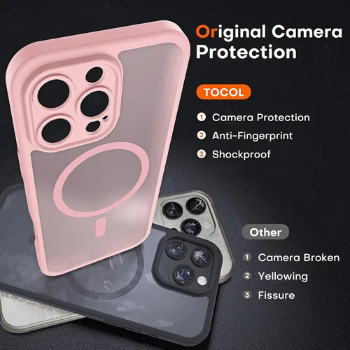 Miniatura 32 de TOCOL Funda para iPhone 11, compatible con Magsafe, protección completa de cámara, imanes integrados, protección contra caídas, funda translúcida