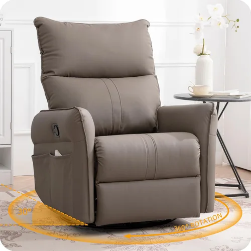 Miniatura 13 de Silla reclinable giratoria eléctrica para guardería, silla mecedora giratoria tapizada de 270° con puertos USB, reclinables pequeños para espacios