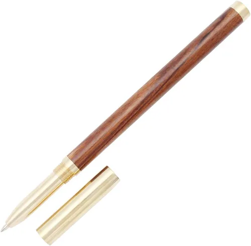 Miniatura 8 de Gullor Ingenuity - Bolígrafo de madera hecho a mano, tapa de latón, bolígrafo de tinta negra para oficina y negocios, color negro