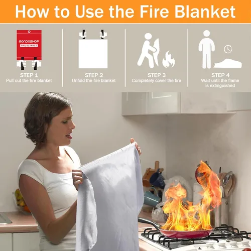 Miniatura 6 de Mondoshop Manta Ignífuga de Silicona para el Hogar - 40"x40" Mantas de Emergencia contra Incendios para Cocina, Mantas Ignífugas para Automóvil
