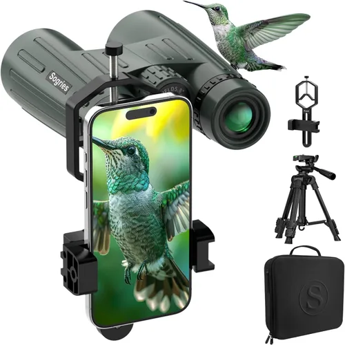 Miniatura 12 de Sogries Prismáticos de 10 x 50 para adultos, prismáticos de alta potencia para observación de aves de larga distancia, IPX7, impermeable, totalmente