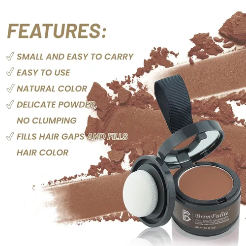 Miniatura 8 de Polvo de retoque de raíz, polvo de cobertura rápida de línea capilar gris para mujeres y hombres, de larga duración y cobertura natural, compacto
