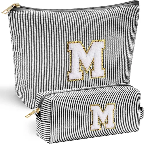 Miniatura 128 de YOOLIFE Regalos del Día de la Madre para mujeres, bolsa de maquillaje con inicial, bolsa de cosméticos, bolsa de maquillaje de viaje, regalos Rosado