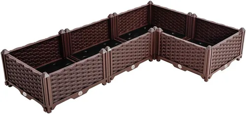 Miniatura 13 de BAOYOUNI - Juego de jardinera cuadrado para jardín elevado, maceta de plástico, caja de cultivo para verduras, hierbas, flores y plantas suculentas