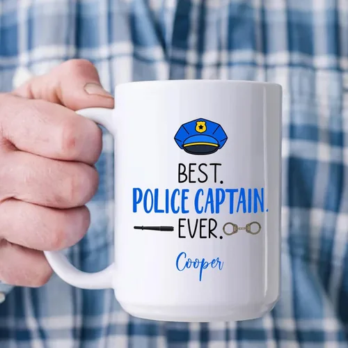 Miniatura 3 de Tazas Best Police Captain Ever, tazas de policía, taza de café personalizada de policía con nombre, regalo de oficial de policía personalizado