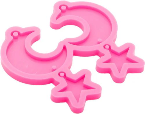 Miniatura 5 de Angel Wings Molde de silicona con forma de luna y estrella brillante brillante para hacer aretes, llaveros, collares, joyas, colgantes