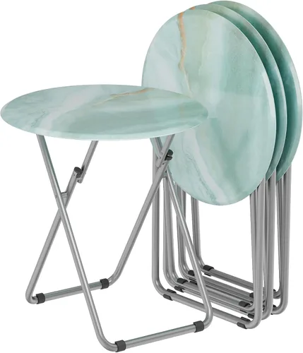 Miniatura 8 de Mesa de bandeja de TV, mesa plegable redonda, bandeja plegable para comer, mesa plegable pequeña, juego de 2, mesa de comedor para sofá, sala