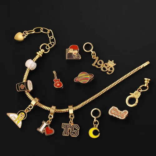 Miniatura 3 de AUAUY Pulseras de la amistad con cuentas, pulsera inspirada en cuentas de álbum, juego de pulseras TS hechas a mano para regalo de fanáticos, dijes