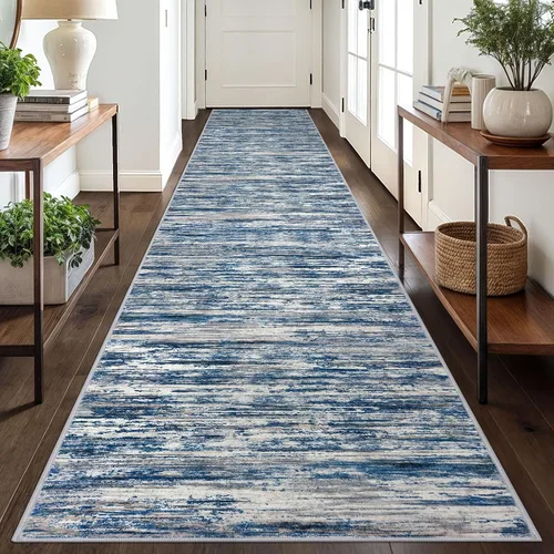 Miniatura 51 de SIILOOM 2 x 3 Alfombra moderna y abstracta para entrada, alfombra neutra azul marino gris multicolor súper suave de área pequeña, alfombras lavables